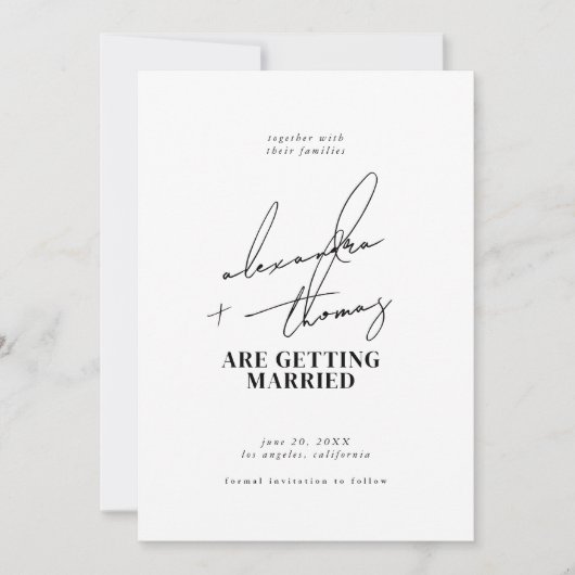 Moderne minimalistische bruiloft kaart (Voorkant)