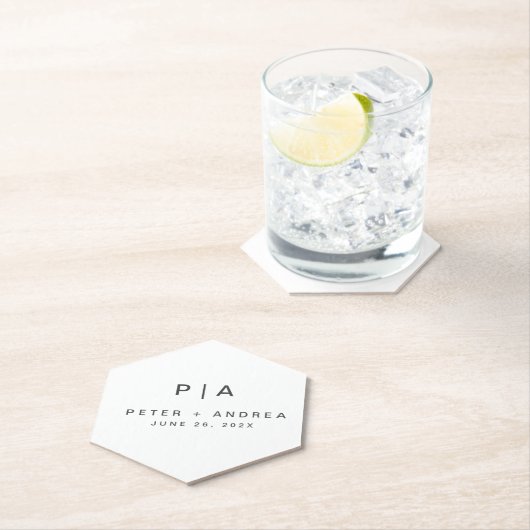 Moderne minimalistische bruiloft kartonnen onderzetters (Insitu)