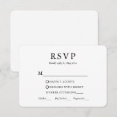 Moderne minimalistische bruiloft maaltijd RSVP kaartje (Voorkant / Achterkant)