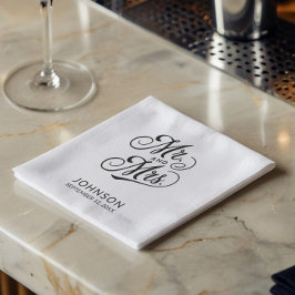 Moderne minimalistische bruiloft meneer en mevrouw servet