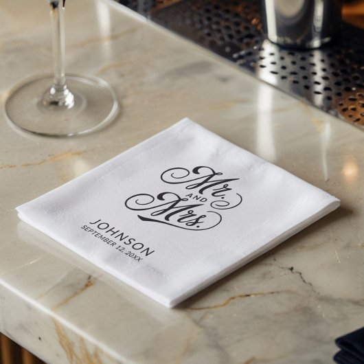 Moderne minimalistische bruiloft meneer en mevrouw servet