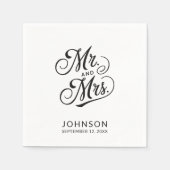 Moderne minimalistische bruiloft meneer en mevrouw servet (Voorkant)