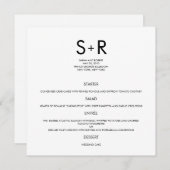 Moderne minimalistische bruiloft menu Kaart (Voorkant / Achterkant)