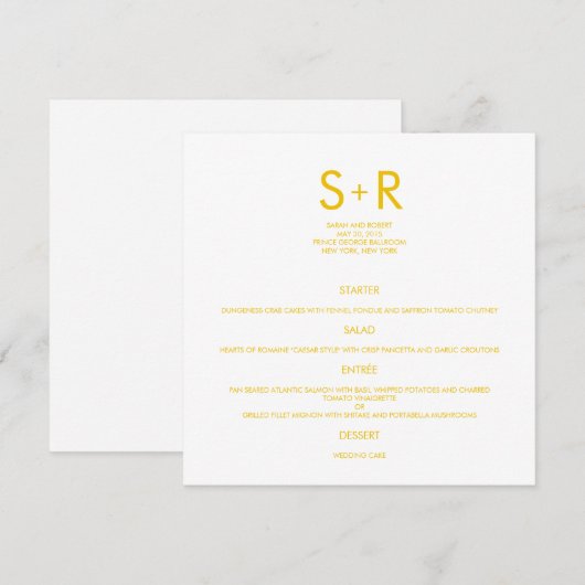 Moderne minimalistische bruiloft menu Kaart (Voorkant / Achterkant)