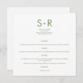 Moderne minimalistische bruiloft menu Kaart (Voorkant / Achterkant)