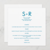 Moderne minimalistische bruiloft menu Kaart (Voorkant / Achterkant)