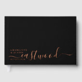 Moderne minimalistische bruiloft Monogram Folie Zw Gastenboek (Voorkant)