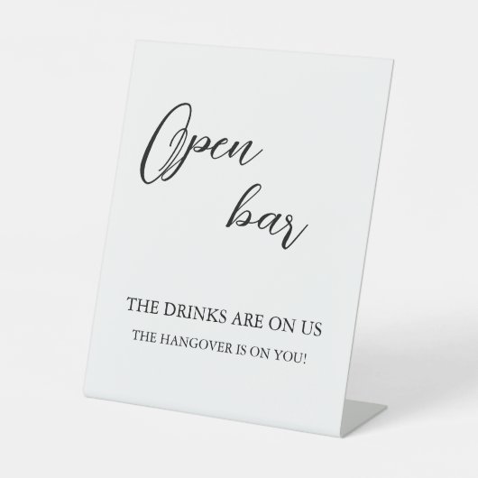 Moderne minimalistische bruiloft open bar reclamebord met voetstuk (Voorkant)