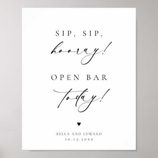 Moderne minimalistische bruiloft open bar tafel te poster (Voorkant)