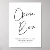 Moderne minimalistische bruiloft Open Bar teken Poster (Voorkant)