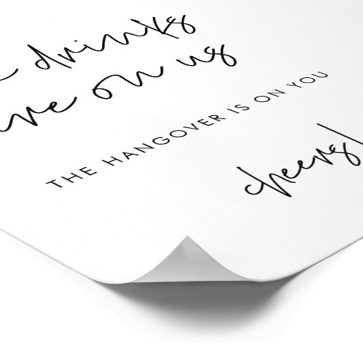 Moderne minimalistische bruiloft Open bar teken Poster (Hoek)