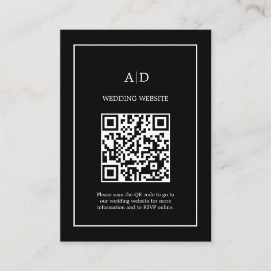 Moderne minimalistische bruiloft QR code bruiloft Informatiekaartje (Voorkant)