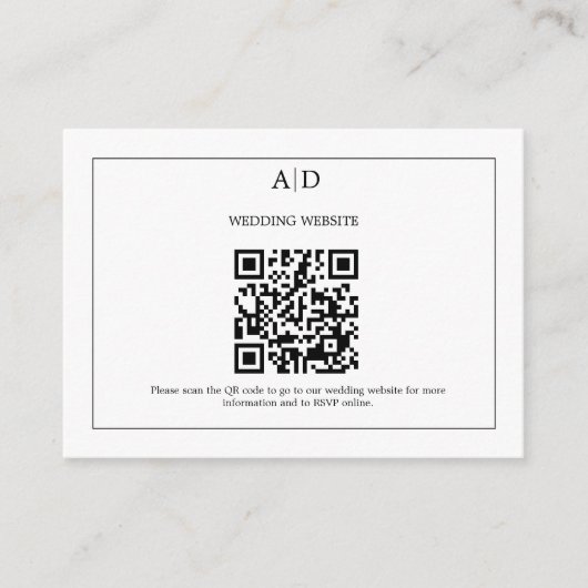Moderne minimalistische bruiloft QR code bruiloft Informatiekaartje (Voorkant)