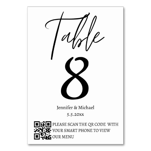 Moderne minimalistische bruiloft QR code menu & Kaart (Achterkant)