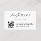 Moderne minimalistische bruiloft QR Code RSVP Informatiekaartje (Voorkant)