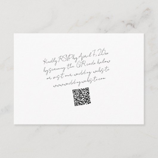 Moderne minimalistische bruiloft QR Code RSVP Informatiekaartje (Voorkant)