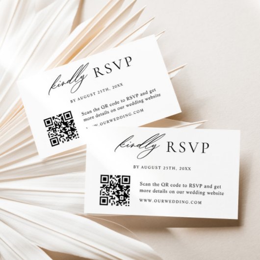 Moderne minimalistische bruiloft QR Code RSVP Informatiekaartje