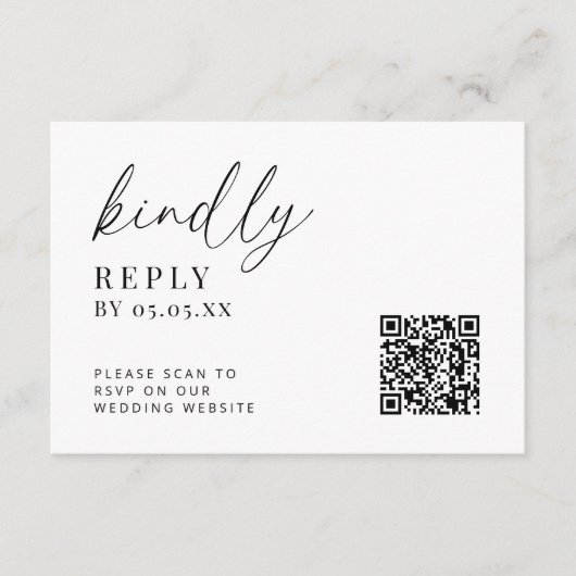 Moderne minimalistische bruiloft QR-code vriendeli Informatiekaartje (Voorkant)