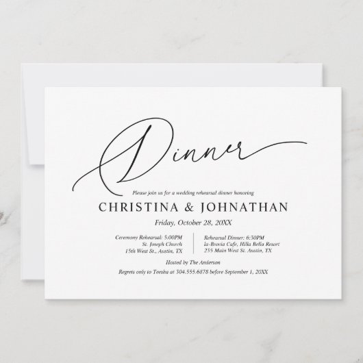 Moderne minimalistische, bruiloft-repetitie en avo kaart (Voorkant)