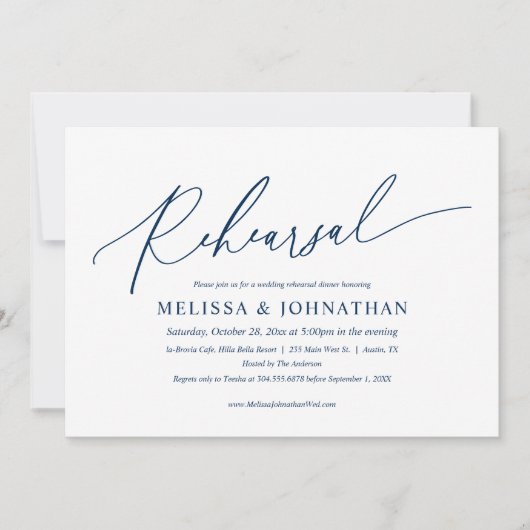 Moderne minimalistische, bruiloft-repetitie en avo kaart (Voorkant)