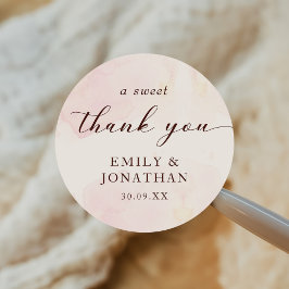 Moderne minimalistische bruiloft ronde sticker