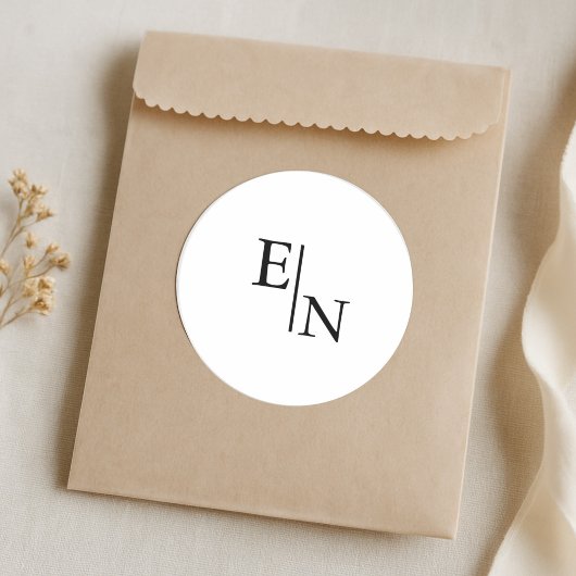 Moderne minimalistische bruiloft ronde sticker