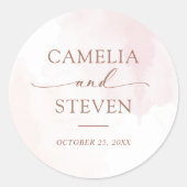 Moderne minimalistische bruiloft ronde sticker (Voorkant)