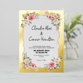 Moderne & Minimalistische Bruiloft Roos Gouden Ran Folie Uitnodiging (Staand Voorkant)