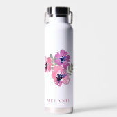 Moderne minimalistische bruiloft roze bloemen waterfles (Voorkant)