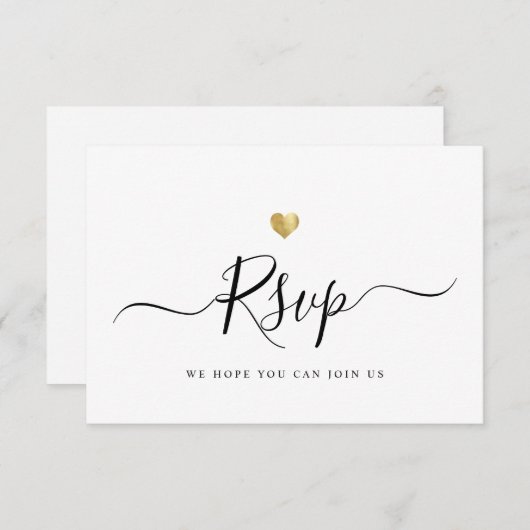 Moderne minimalistische bruiloft RSVP + 4 diner ke (Voorkant / Achterkant)