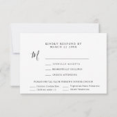 Moderne minimalistische bruiloft RSVP + 4 diner ke Kaartje (Achterkant)