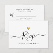 Moderne minimalistische bruiloft RSVP + 4 diner ke Kaartje (Voorkant / Achterkant)