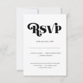 Moderne minimalistische bruiloft RSVP | 70s Typogr Aankondiging (Voorkant)