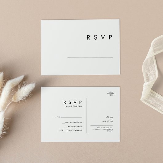 Moderne minimalistische bruiloft RSVP Briefkaart