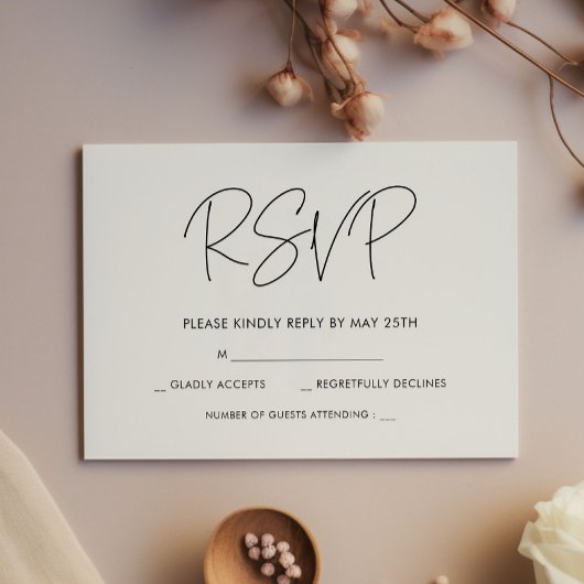 Moderne minimalistische bruiloft RSVP kaart