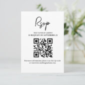 Moderne minimalistische bruiloft RSVP Kaart met QR (Staand voorkant)