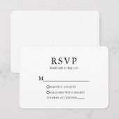 Moderne minimalistische bruiloft RSVP kaartje (Voorkant / Achterkant)