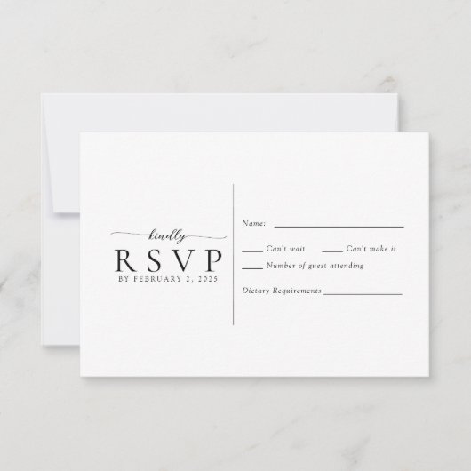 Moderne minimalistische bruiloft RSVP kaartje (Voorkant)