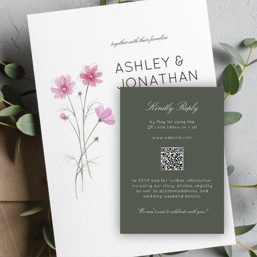 Moderne minimalistische bruiloft RSVP kaartje