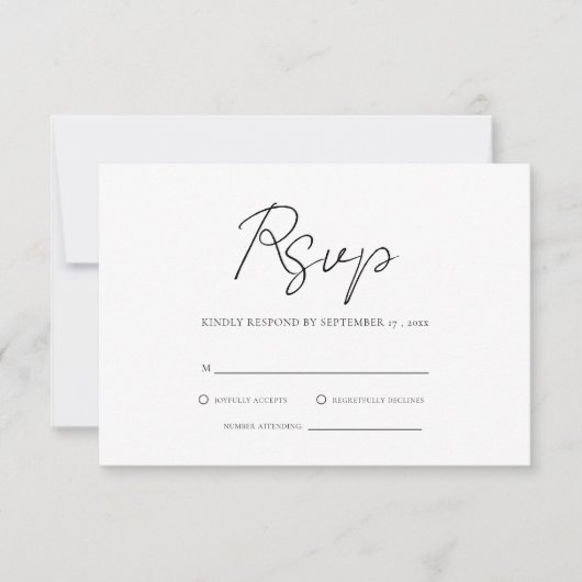 Moderne minimalistische bruiloft RSVP Kaartje (Voorkant)
