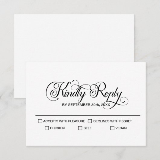 Moderne minimalistische bruiloft RSVP kaartje (Voorkant / Achterkant)