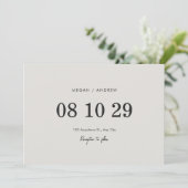 Moderne, minimalistische bruiloft save the date (Staand voorkant)