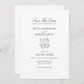 Moderne minimalistische bruiloft  save the date (Voorkant / Achterkant)