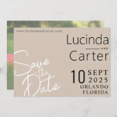 Moderne, minimalistische bruiloft Save the Date ka Kaart (Voorkant / Achterkant)