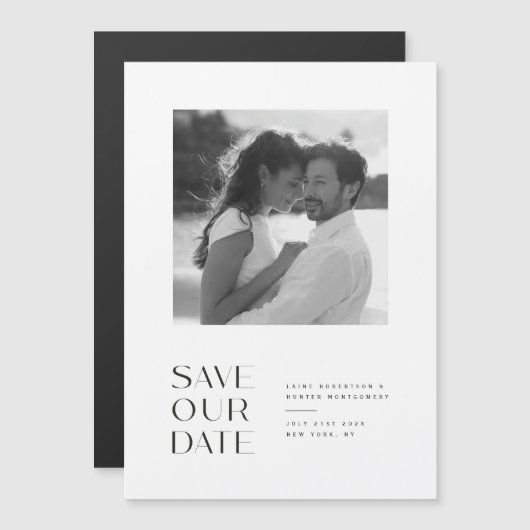 Moderne minimalistische bruiloft Save the Date Mag Magnetische Uitnodiging (Voorkant / Achterkant)