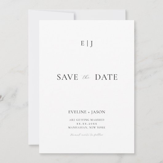 Moderne minimalistische bruiloft Save the Date Nod (Voorkant)