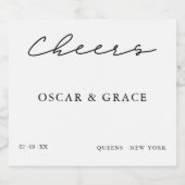 Moderne minimalistische bruiloft script proost sparkling wijnetiket (Enkel label)