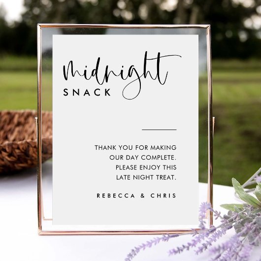 Moderne minimalistische bruiloft snack station tek poster