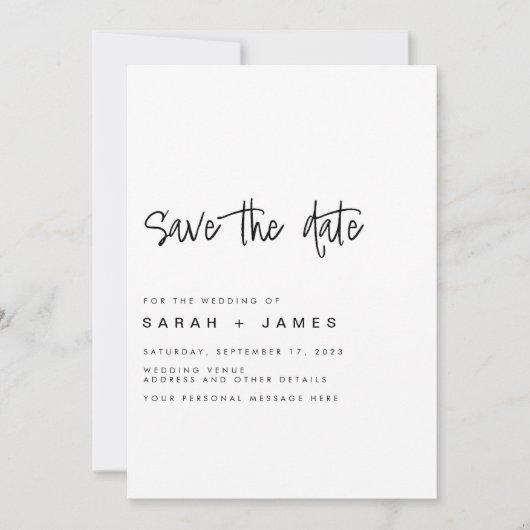 Moderne minimalistische bruiloft sparen de Uitnodi Save The Date (Voorkant)