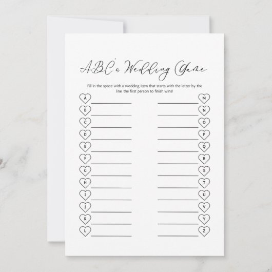 Moderne minimalistische bruiloft spelletjes bruilo kaart (Voorkant)